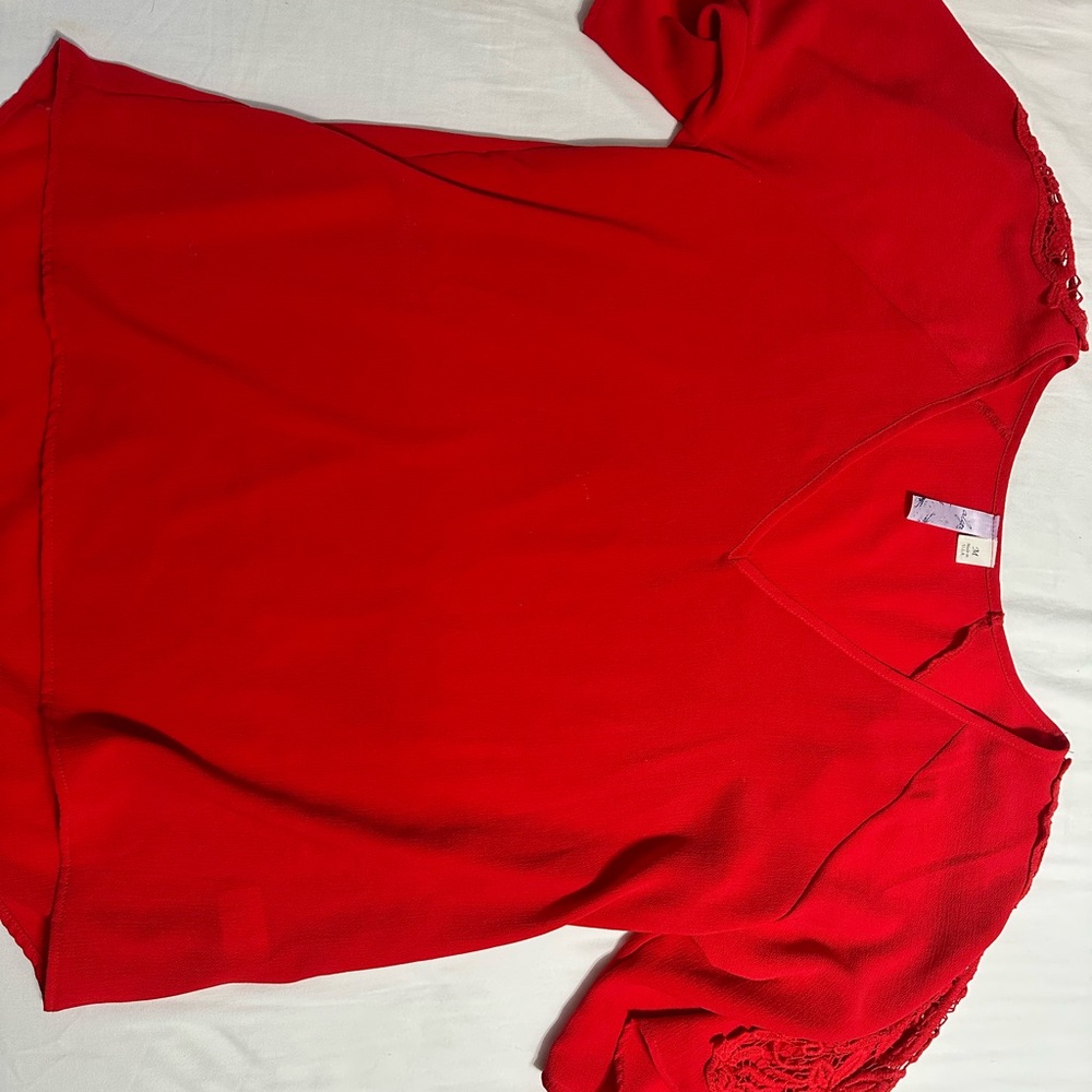 Vibrant Red V-Neck Top